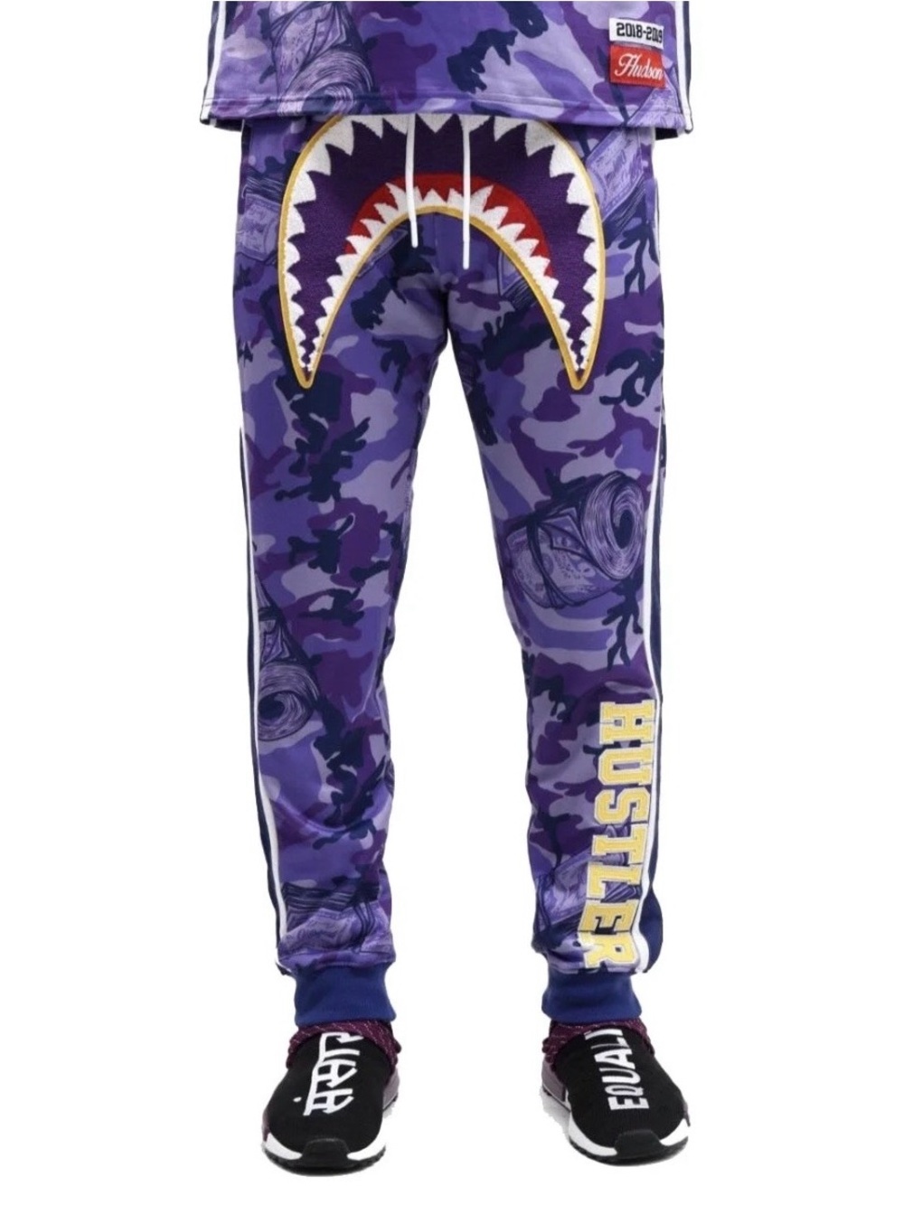Purple Camo Shark-Graphic Men's Jogger Pants - Hustler Print